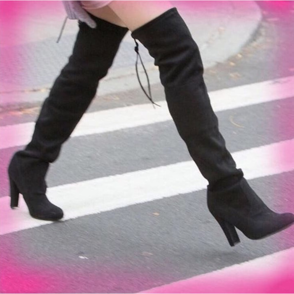 Steve Madden Gorgeous Black Suede Over the Knee Stunning Vegan Boots Size 8 - Picture 4 of 12